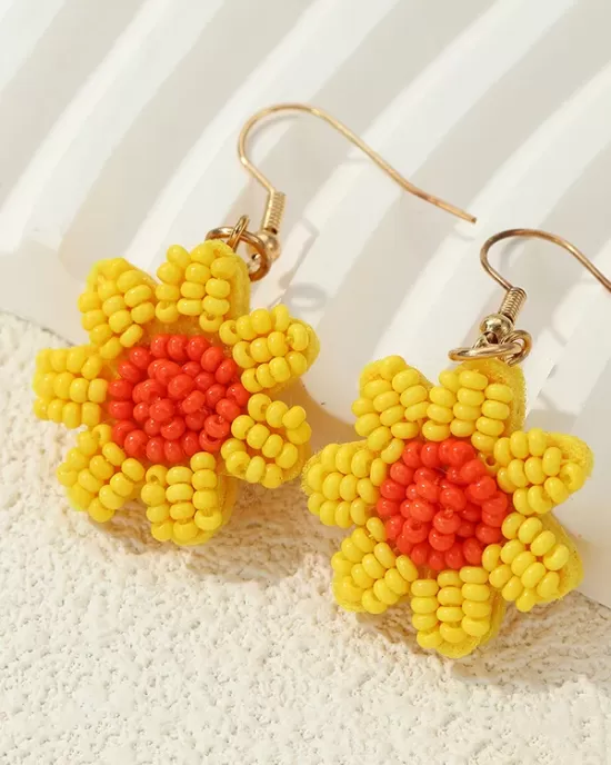 Contrast Color Flower Shape Earrings Accessories Drop Earrings