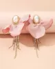 Flower Shape Rhinestone Tasseled Earrings Accessories