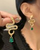 Contrast Color Rhinestone Snake Shape Earrings Accessories