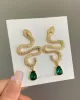 Contrast Color Rhinestone Snake Shape Earrings Accessories