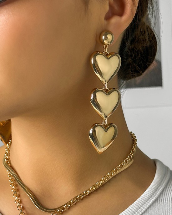 Heart Shape Solid Color Earrings Accessories Drop Earrings