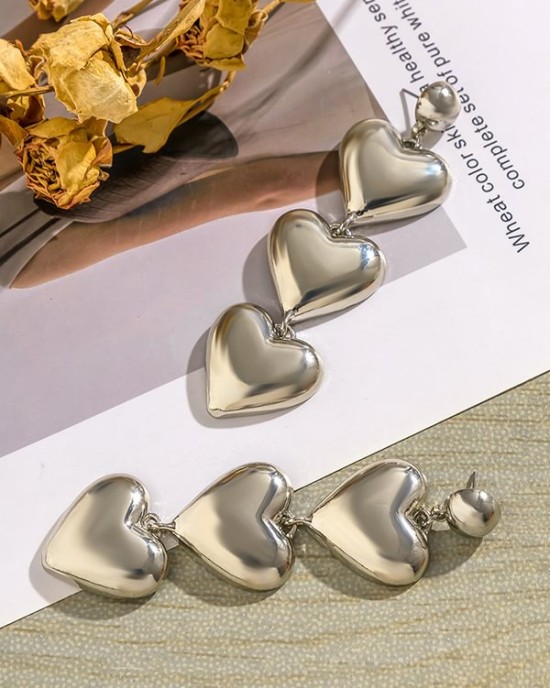 Heart Shape Solid Color Earrings Accessories Drop Earrings