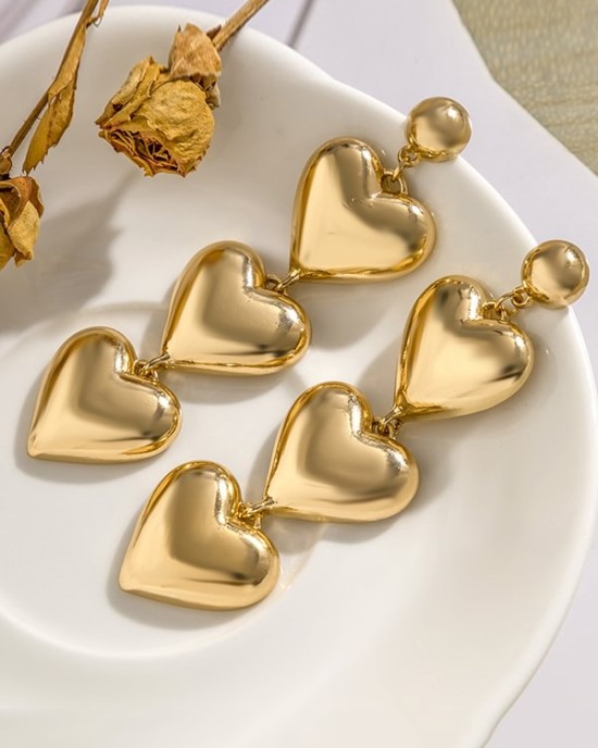 Heart Shape Solid Color Earrings Accessories Drop Earrings