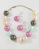 Beaded Contrast Color Geometric Three Pieces Set Necklaces Accessories Earrings Accessories Dainty Necklace