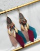 National Original 5 Colors Feather Tassels Beads Chains 6 Colors Earrings