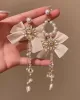 Vintage Rhinestone Bow-Embellished Tasseled Earrings Accessories