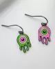 Asymmetrical Eye Contrast Color Donut Fashion Personality Earrings