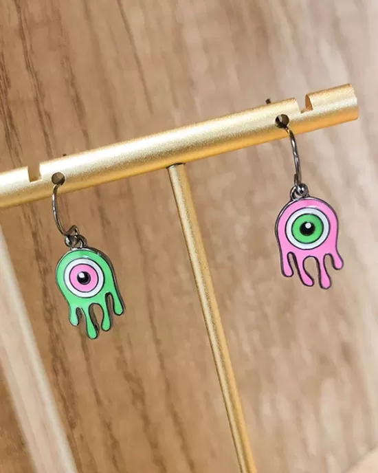 Asymmetrical Eye Contrast Color Donut Fashion Personality Earrings