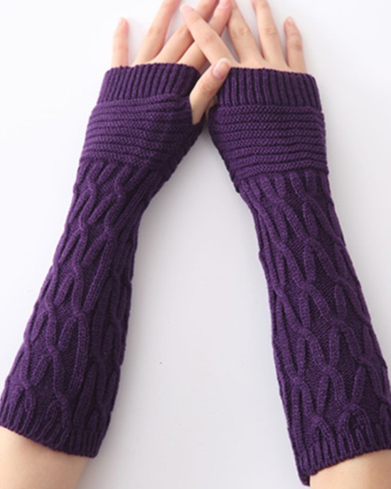 Solid Color Keep Warm Jacquard Knitted Sleevelet