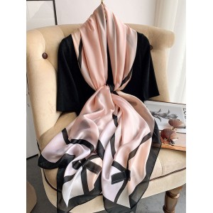 Urban Bow-Embellished Printed Contrast Color Shawl