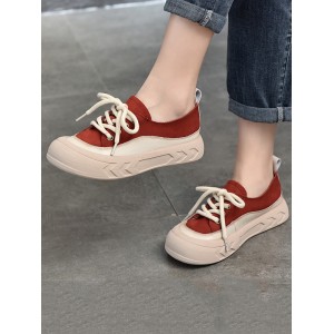 Contrast Color Lace-Up Platform Shoes Casual Shoes