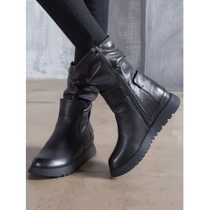 Leisure Fashion Solid Leather Martin Boots