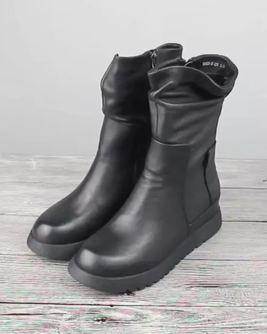 Leisure Fashion Solid Leather Martin Boots