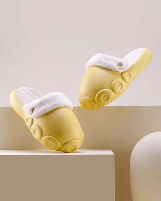 Warm Removable Washable Waterproof Thick-Soled Cotton Slippers