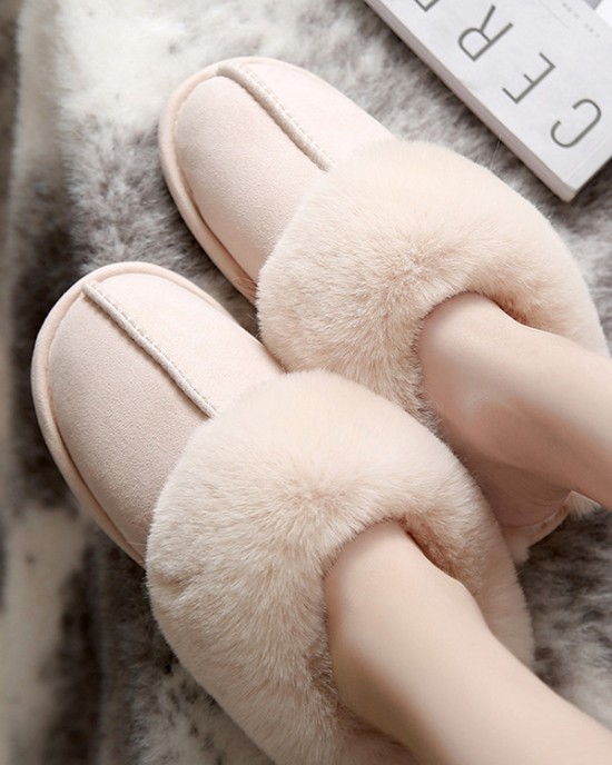 Indoor Warm Faux Fur Non-Slip Keep Warm Slippers