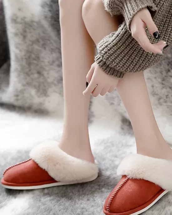 Indoor Warm Faux Fur Non-Slip Keep Warm Slippers