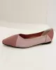 Contrast Color Pointed-Toe Split-Joint V-Cut Flats Flat Shoes