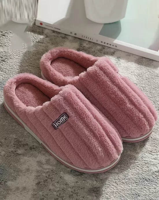 Indoor Warm Non-Slip Solid Color Slippers