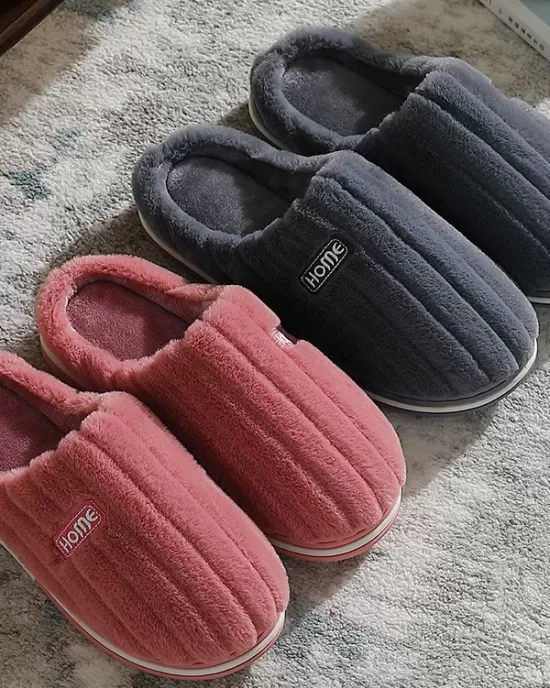 Indoor Warm Non-Slip Solid Color Slippers