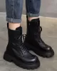 Vintage Cow Leather Mid Heels Height Boots