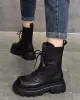 Vintage Cow Leather Mid Heels Height Boots