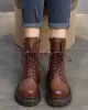 Vintage Cow Leather Mid Heels Height Boots