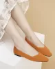 Solid Color Split-Joint Square-Toe V-Cut Flat Shoes