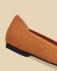 Solid Color Split-Joint Square-Toe V-Cut Flat Shoes