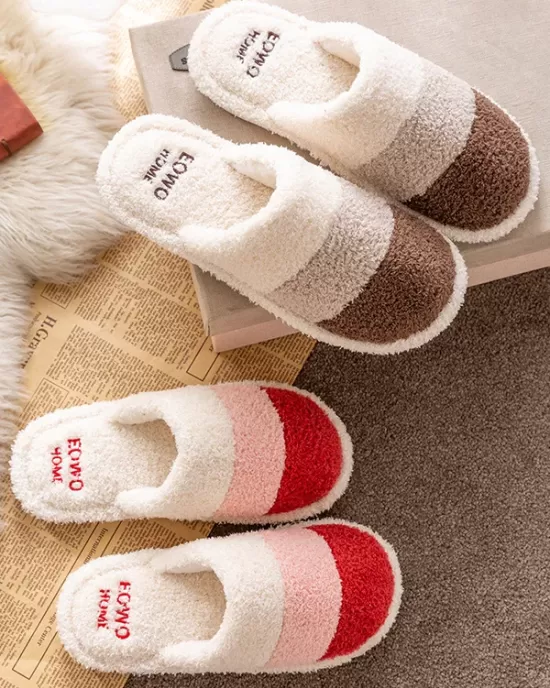 Indoor Non-Slip Keep Warm Striped Slippers