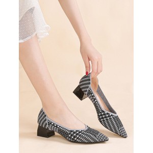 Houndstooth Pointed-Toe Shoes Pumps