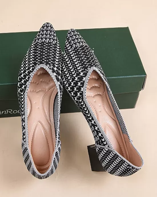 Houndstooth Pointed-Toe Shoes Pumps