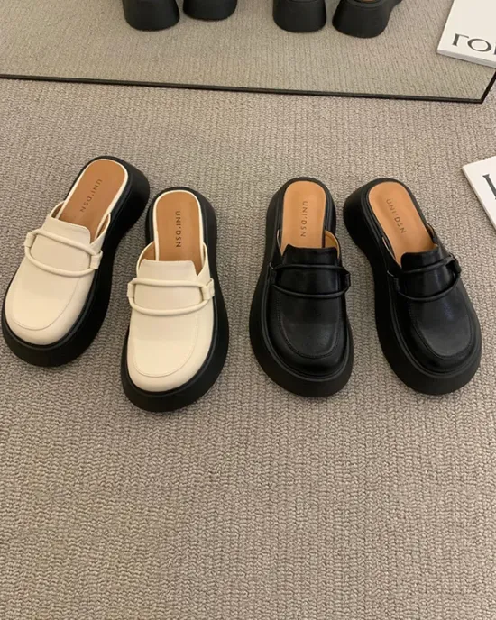 Round-Toe Slippers&Mules Platform Shoes Loafers