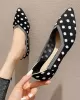 Contrast Color Pointed-Toe Polka-Dot V-Cut Low Heels Flat Shoes