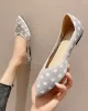 Contrast Color Pointed-Toe Polka-Dot V-Cut Low Heels Flat Shoes