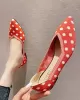 Contrast Color Pointed-Toe Polka-Dot V-Cut Low Heels Flat Shoes