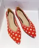 Contrast Color Pointed-Toe Polka-Dot V-Cut Low Heels Flat Shoes