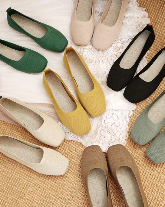 Breathable Solid Color Flat Shoes