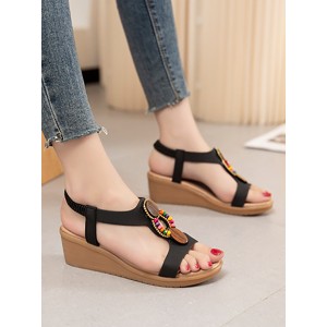 Elasticity Open Toe Peep Toe Wedges & Flatform Sandals