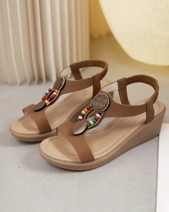 Elasticity Open Toe Peep Toe Wedges & Flatform Sandals