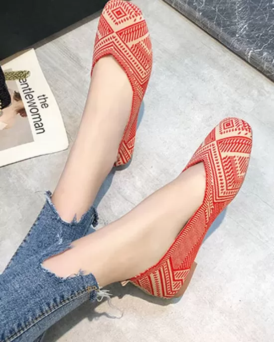 Breathable Contrast Color Flat Shoes