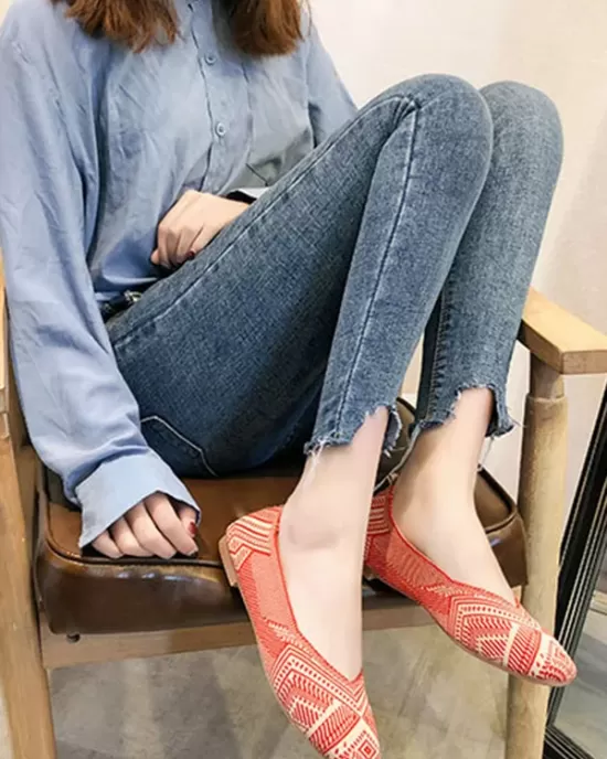 Breathable Contrast Color Flat Shoes