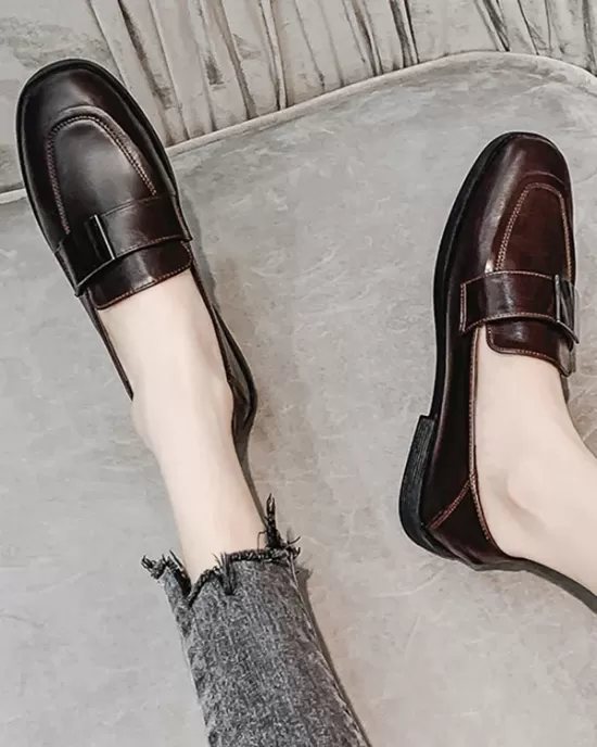 Shallow Cut Square-Toe Loafers