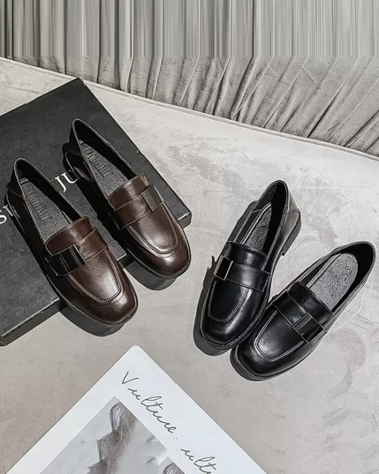 Shallow Cut Square-Toe Loafers