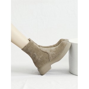 Round-Toe Split-Joint Chunky Shoes Boots