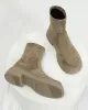 Round-Toe Split-Joint Chunky Shoes Boots