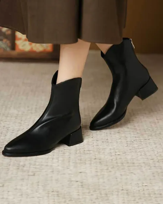 Pointed-Toe Split-Joint Zipper Chelsea Boots Boots