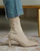 Pointed-Toe Split-Joint Zipper Sock Boots Boots