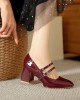 Shallow Cut Square-Toe Pumps Mary Janes