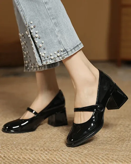 Round-Toe Shallow Cut Split-Joint Pumps Mary Janes