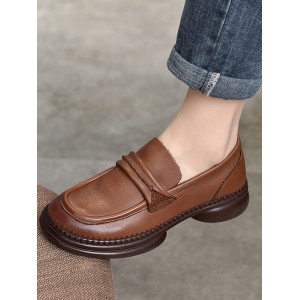 Round-Toe Solid Color Square-Toe Shoes